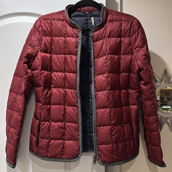 FAY ITALY LADIES BURGUNDY GRAY DOWN QUILT JACKET - Picture 10 of 14